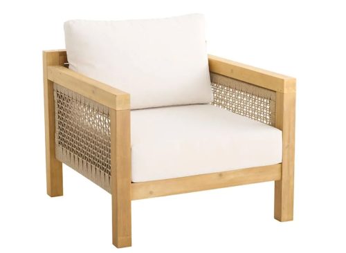 Blonde Acacia Wood with Natural Canvas Cushions Patio Armchair