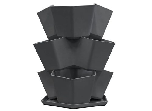Blossom Black Outdoor Stacked Planter
