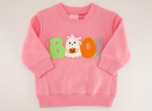 Boo Patch Pink Pullover Sweatshirt