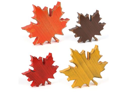 COCHIE Wooden Fall Leaves Decorations for Home Office Indoor, Farmhouse Thanksgiving Table Tiered Tray Decor Set of 4