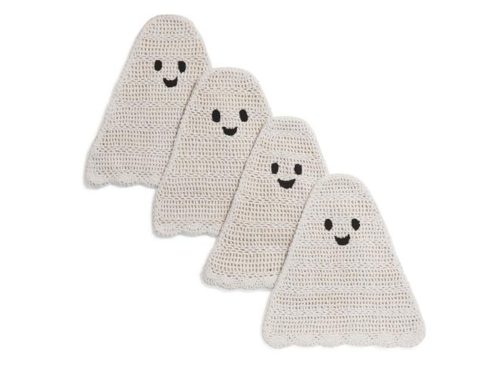 CUPCAKES & CASHMERE Set Of 4 Crochet Embroidered Ghost Placemats