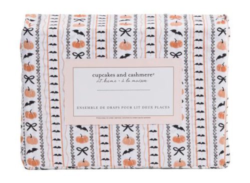 CUPCAKES & CASHMERE Pumpkin Party Striped Sheet Set