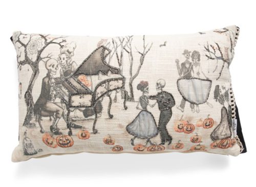 CYNTHIA ROWLEY 14x24 Dancing Skeleton Ball Beaded Lumbar Pillow