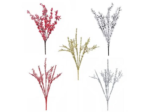  Christmas House Artificial Iced Berry Branch, Assorted Colors