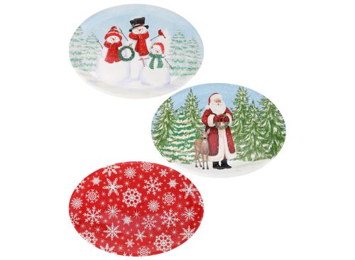 Christmas House Holiday-themed Large Oval Platter, Assorted Designs