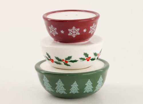 Christmas Mixing Bowls Salt and Pepper Set