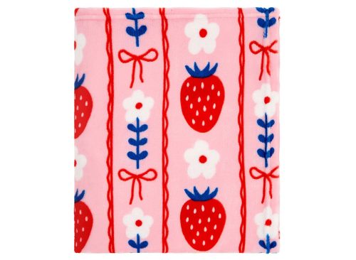 Comfort Bay Pink Strawberry Stripe Print Plush Throw Blanket, 50x60 in