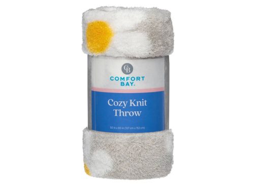 Comfort Bay Summer Gray Floral Print Cozy Knit Throw, 50x60 in