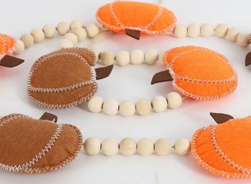 DAZONGE Fall Decor Felt Pumpkin Beads Garland for Fall Home Decorations
