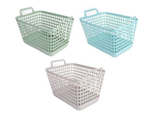 Deep Slotted Basket With Handle, Assorted Colors