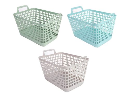 Deep Slotted Basket With Handle, Assorted Colors