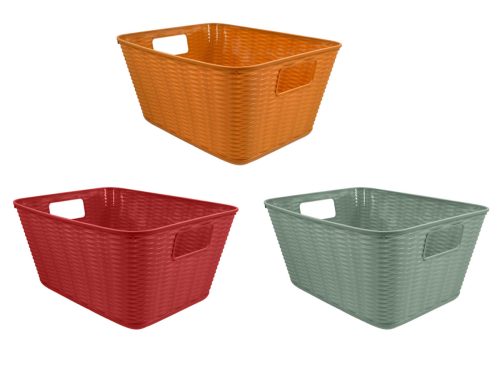 Essentials Harvest Rectangular Woven Looking Baskets with Handles