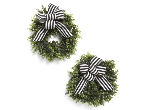 FARMERS MARKET Set Of 2 14in Boxwood Wreaths With Bows