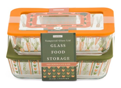 FRESHBOX 2pk 24oz Glass Fall Printed Food Storage Containers