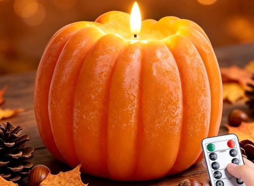 Fall Decor, Fall Decorations for Home Large Flameless Pumpkin Candle Orange 