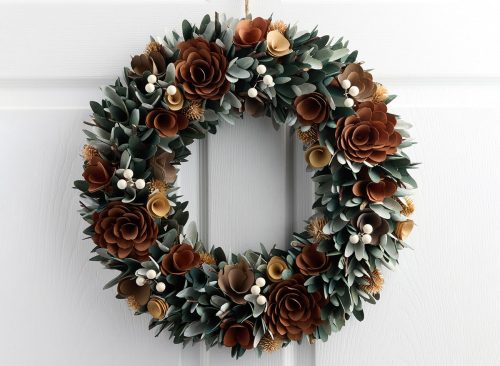 Fall Floral Wood Curl Wreath