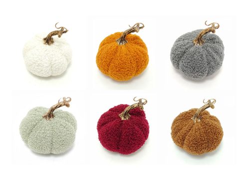 Fall Harvest Themed Sherpa Plush Pumpkin Decor
