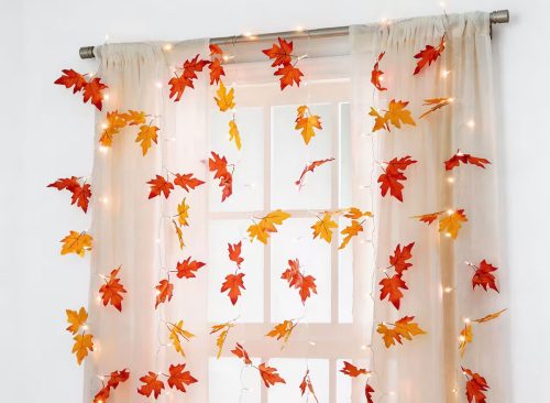 Fall Leaves Curtain String Lights by Ashland