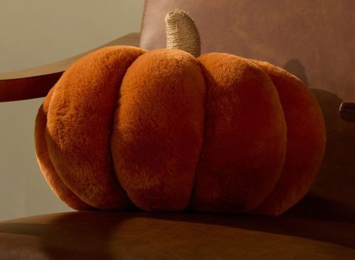 Faux Fur Pumpkin Pillow Orange