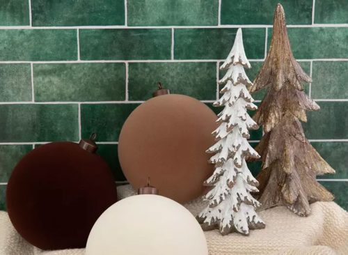 Flocked Ball Ornament Set