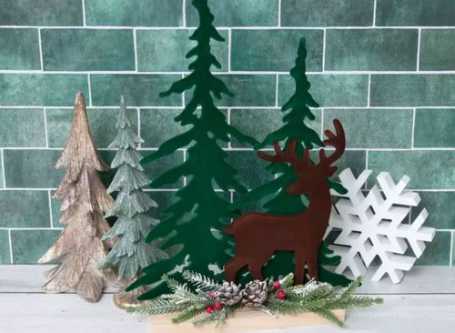Flocked Woodland Scene Decor