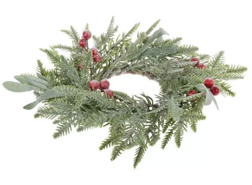 Frosted Pine & Berry Candle Ring