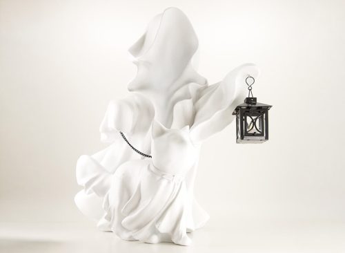 Ghost with Lantern and Walking Cat
