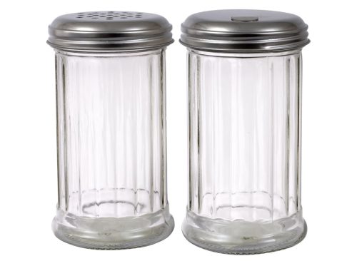 Glass Shaker With Metal Lid, Assorted Designs