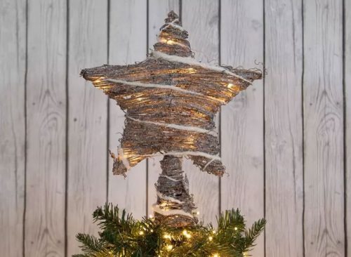 Glittery Woven Twig LED Star Tree Topper