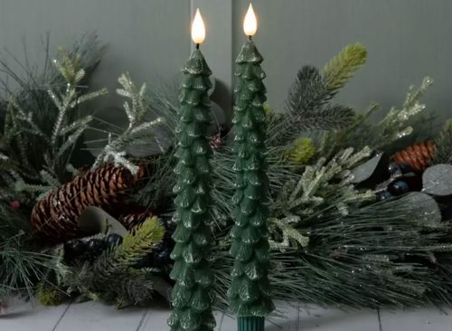 Green Tree LED Taper Candles