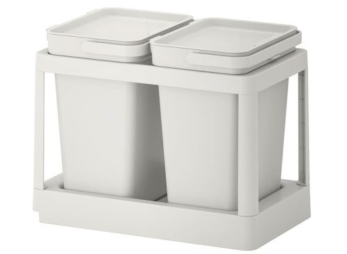 HÅLLBAR Recycling solution with pull out light gray
