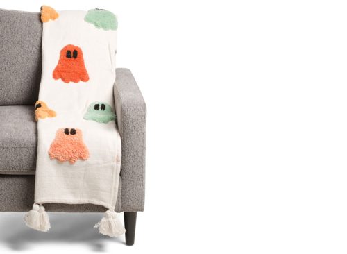 HANDCRAFTED IN INDIA Ghost Patterned Textured Throw With Tassels