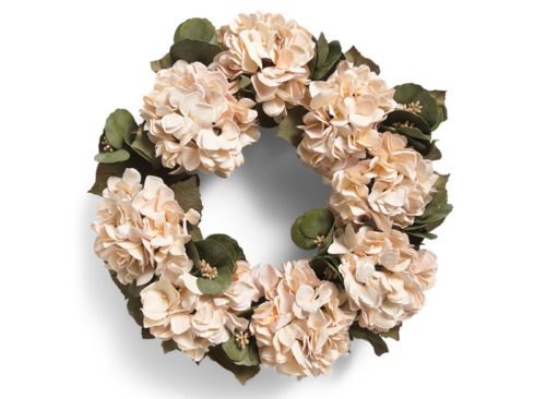 HOUSE & GARDEN 24in Uv Resistant Faux Hydrangea Eucalyptus Wreath