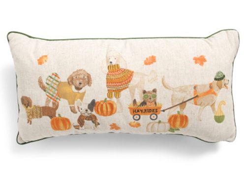 HUMANE SOCIETY 12x24 Linen Blend Harvest Parade Dogs Pillow