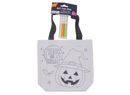 Halloween DIY Tote Bag with Markers, 3 Assorted Designs