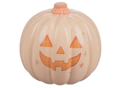 Halloween Plastic Jack-o'-lantern Face Printed Orange Glossy Pumpkin Decor