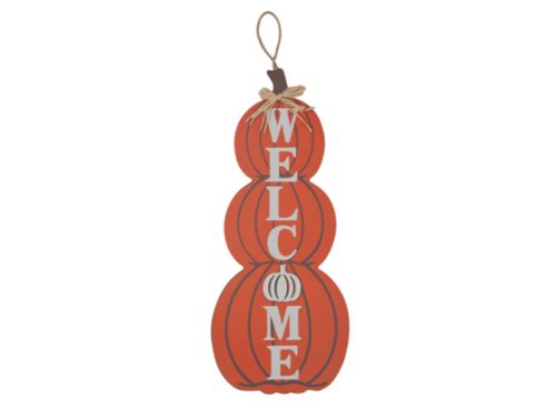 Harvest "Welcome" Stacked Pumpkin Hanging Wall Décor