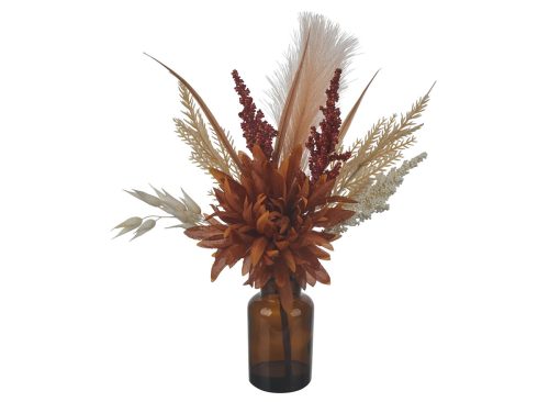  Harvest Artificial Rust Floral Arrangement in Glass Vase