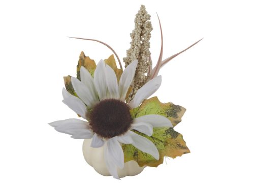  Harvest Floral Arrangement with Cream Pumpkin Shaped Vase