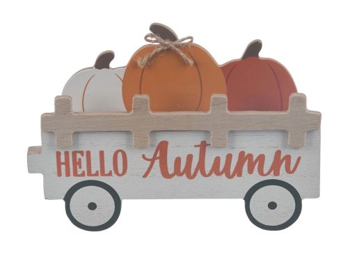 Harvest Hello Autumn MDF Wagon Shaped Table Décor
