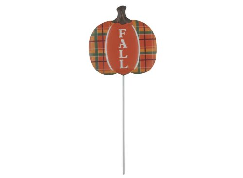 Harvest Metal Plaid Pumpkin Pick Décor
