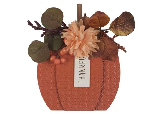 Harvest Orange Artificial Floral MDF Pumpkin Décor