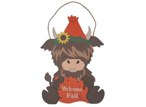 Harvest Orange Cow Shaped Hanging Sign Décor
