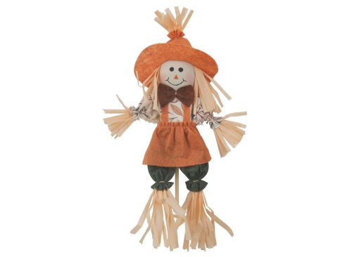 Harvest Orange Girl Scarecrow Pick Décor