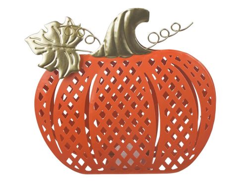 Harvest Orange Metal Pumpkin Shaped LED Table Décor