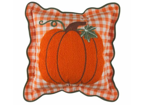 Harvest Orange Scalloped Decorative Square Pillow