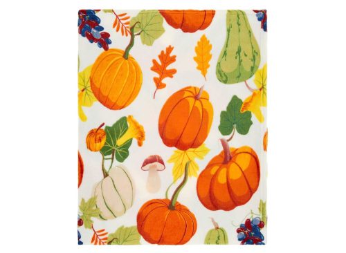  Harvest Pumpkin Printed Plush Throw