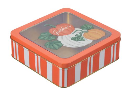 Harvest Square Shaped Gather Window Tin Storage Box