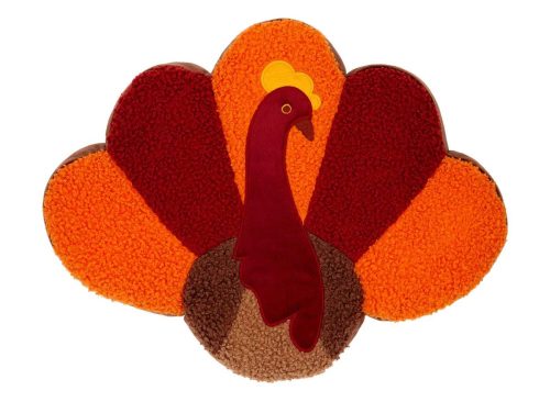 Harvest Turkey-Shaped Plush Toss Pillow