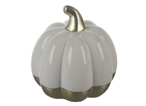 Harvest White Dolomite Pumpkin Shaped Décor, Small